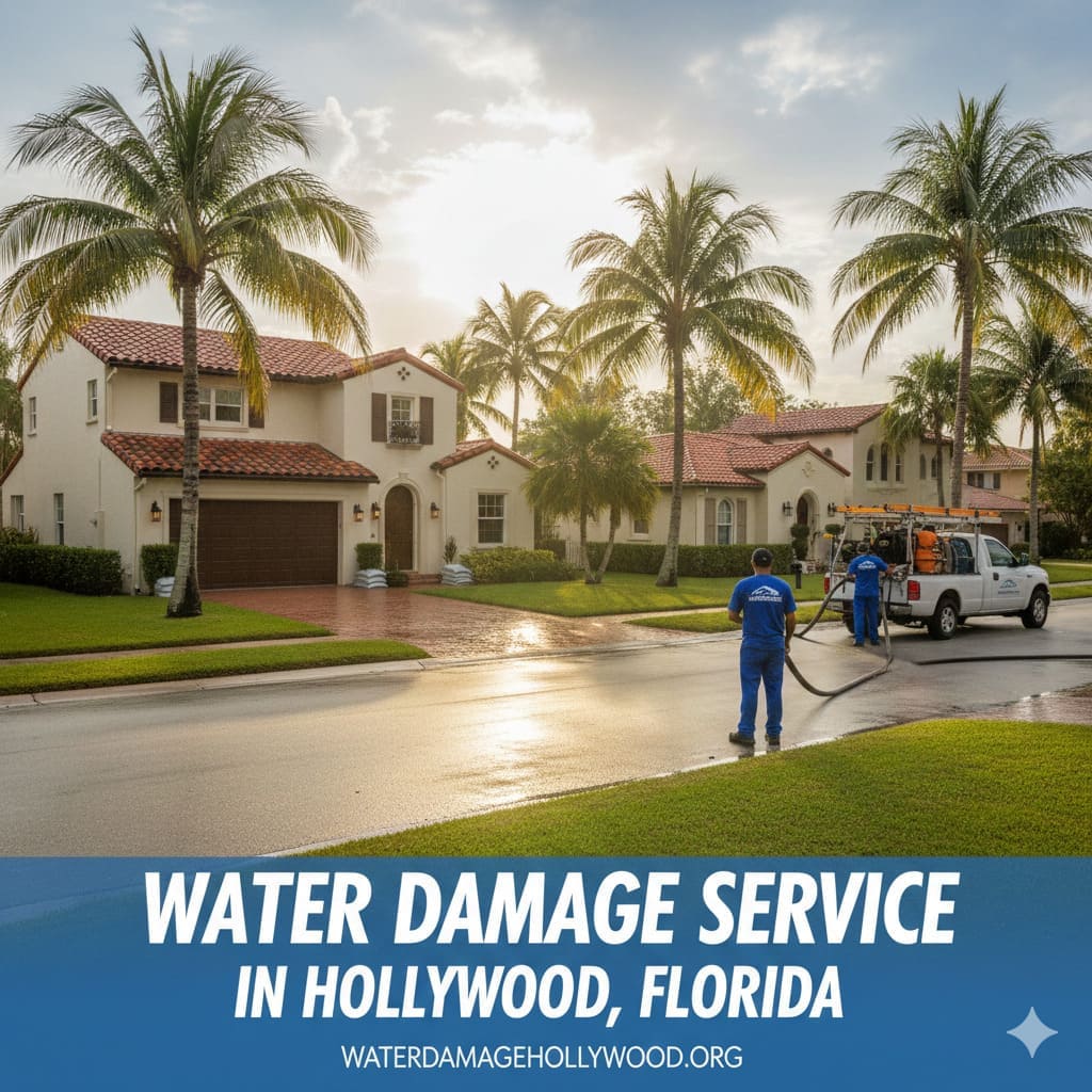 Water damage restoration team working in Hollywood, FL home